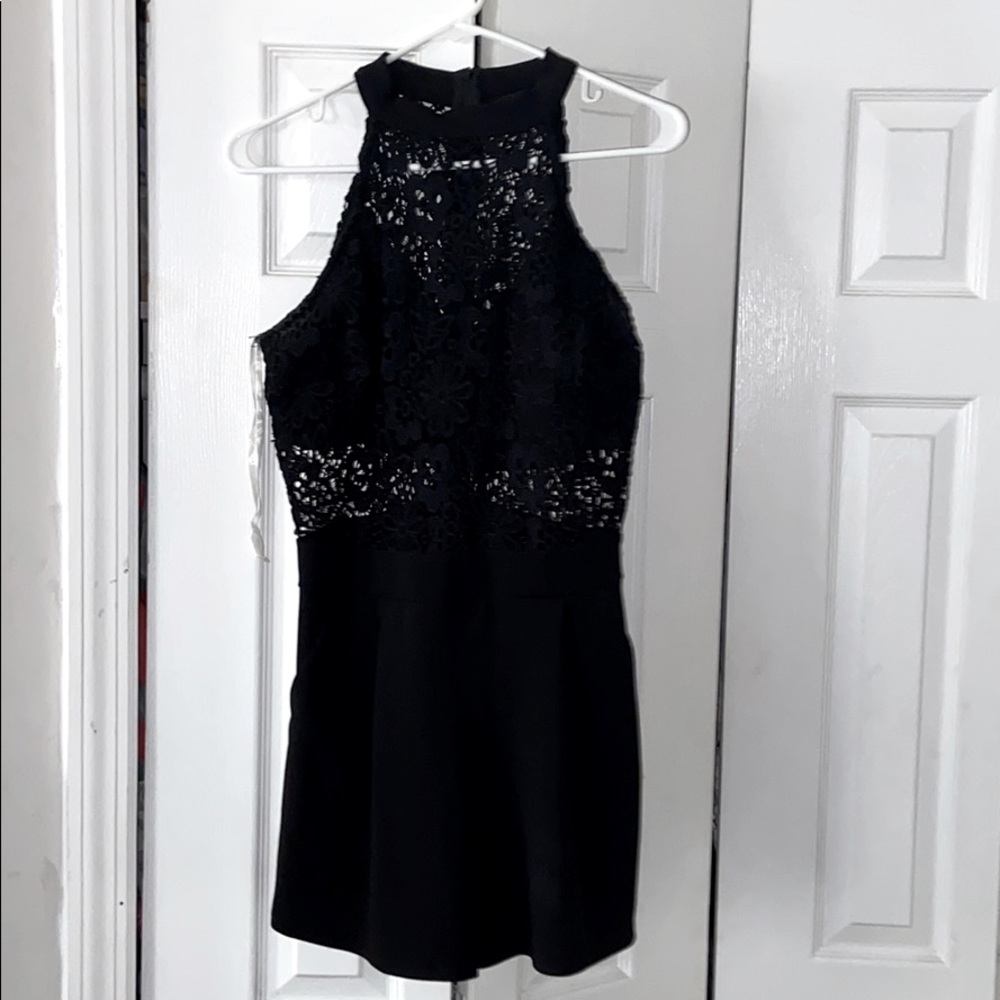 Shorts romper with lace detailing